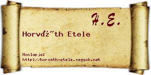 Horváth Etele névjegykártya